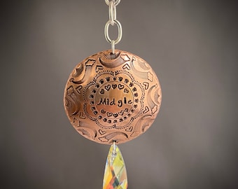 Personalized Rainbow Bridge Copper Rear View Mirror Car Charm, Sun Catcher