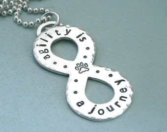 Dog Agility Infinity Necklace - agility is a journey - Hand Stamped Sterling Silver - Canine Agility Jewelry