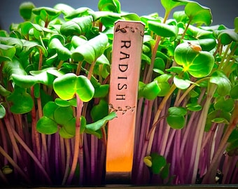 Copper Hand Stamped Plant Markers, SET OF FOUR, Seedling Tags, Fathers Day Gift, Seed Markers, Plant Stakes, 4 x 3/8 inches