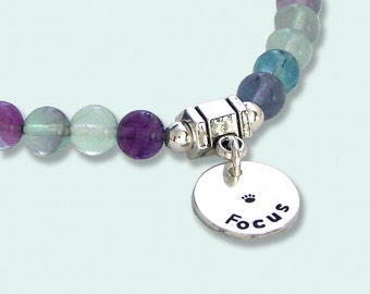 Fluorite Intention Bracelet - FOCUS - Stretch Bead Bracelet - Mala Bracelet - Dog Agility Bracelet
