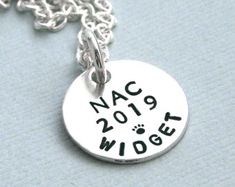 AKC National Agility Championship Little Personalized Commemorative Charm - Hand Stamped Sterling Silver - Dog Agility - Canine Agility