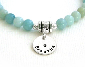 Amazonite Intention Bracelet - BREATHE - Stretch Bead Bracelet - Mala Bracelet - Dog Agility Bracelet