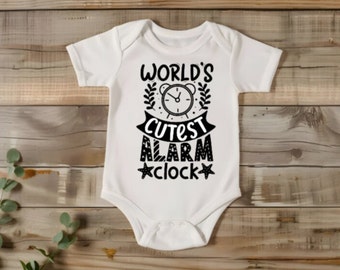 Schattige baby onesie met schattige wekkerprint Grappige wekker pasgeboren onesie voor baby shower cadeau grappige baby onesie wekker