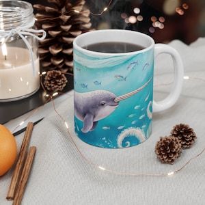 Narwhal Coffee Mug, Narwhal Mug, Watercolor Narwhal, Narwhal Coffee Mug, Animal Mug, Sea Creature,