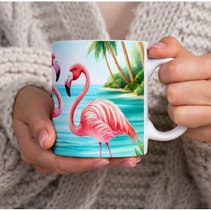 Pink Flamingo Island Coffee Mug, Flamingo mug, Pink Flamingos, Pink Flamingo mug, Flamingo lover gift, Gift for her, Gift for him, Flamingo.