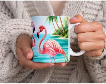 Pink Flamingo Island Coffee Mug, Flamingo mug, Pink Flamingos, Pink Flamingo mug, Flamingo lover gift, Gift for her, Gift for him, Flamingo.