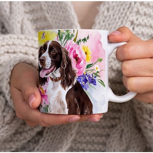 Springer Spaniel Coffee Mug, Springer Spaniel, Floral Decor, Springer Spaniel owner gift, Gift for Springer Spaniel Lovers, Birthday gift,