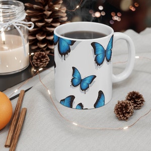 Blue Morpho Butterfly Coffee Mug, Butterfly, Outdoors, Gift for her, Birthday present, Mother's Day gift, Butterfly Design,