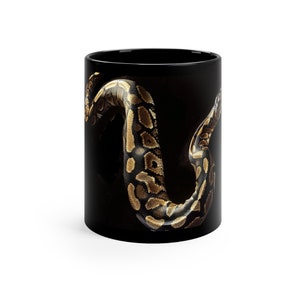 Python schwarz Kaffeetasse, Python Geschenk Idee, Geschenk für Schlangenliebhaber, Schlange, Schlangenliebhaber, Python-Liebhaber, Bild 2