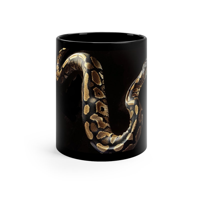 Python schwarz Kaffeetasse, Python Geschenk Idee, Geschenk für Schlangenliebhaber, Schlange, Schlangenliebhaber, Python-Liebhaber, Bild 2