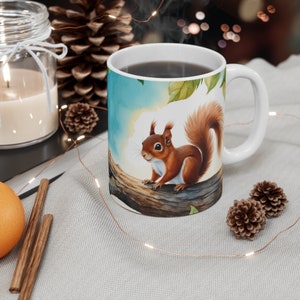 Brown Squirrel in a Tree Coffee Mug, Squirrel, Squirrel Mug, Brown Squirrel, Red Squirrel, Woodland Animal,