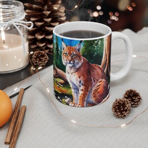 Lynx in the Woods Coffee Mug, Lynx, Lynx Mug, Lynx Coffee Mug, Animal Mug, Cat, Bobcat