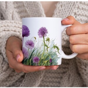 Purple Allium Flowers Coffee Mug, Garden Flower, Spring Flower, Gift for Gardener, Allium Flowers, Floral Mug, Floral Design,
