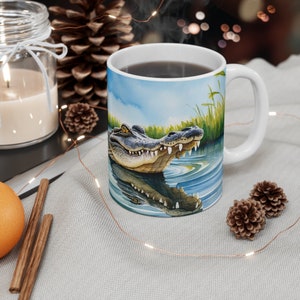 Alligator Lurking in the Water Coffee Mug, Alligator, Alligator Mug, Alligator Coffee Mug, Animal Mug,