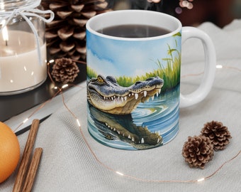 Alligator lauert im Wasser Kaffeebecher, Alligator, Alligator Becher, Alligator Kaffeebecher, Tierbecher,