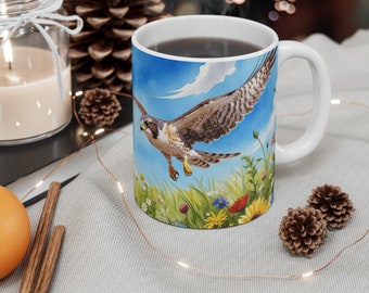 Flying Falcon Coffee Mug, Watercolor Falcon, Falcon Mug, Falcon, Falcon Coffee Mug, Animal Mug, Bird,
