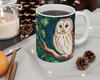 Owl in a Tree at Night Coffee Mug, Owl, Owl Mug, Owl Coffee Mug, Bird, Animal Mug,