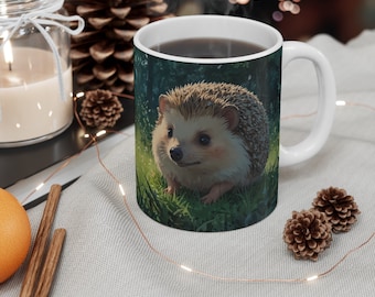 Hedgehog in the Grass Coffee Mug, Hedgehog Mug, Woodlands Animal, Animal Mug, Hedgehog Mug, House pet,