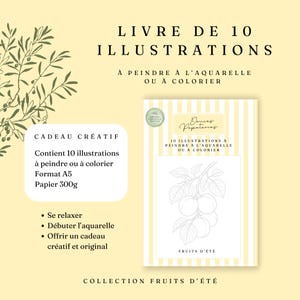 Summer Fruits Watercolor Coloring Book – 10 Illustrations, A5, 300g Paper