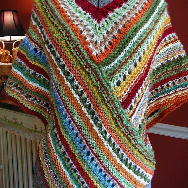 DOWNLOADABLE PDF PATTERN - Buckster's Knit Fall Fiesta Poncho