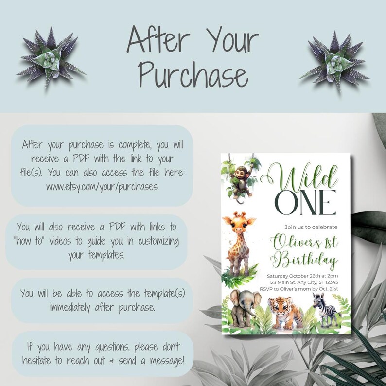 Wild One First Birthday Party Invitation print & Evite for Kids, Boys