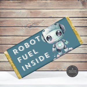 Kids Robot Birthday Chocolate or Candy Bar Wrapper | Birthday Party for Boys | Editable Digital Download | Kids Robot Party | RBT2