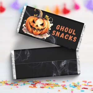 Emballage de barre chocolatée anniversaire Halloween effrayant : étiquette de fête imprimable (téléchargement numérique)
