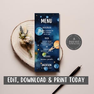 Houston ! Carte de menu / liste d'aliments pour enfants, garçons, filles, 5 ans d'âge / Personnaliser en toile - HOUS