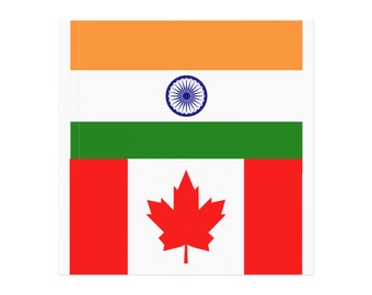 Imán cuadrado con bandera de país dual para coches, nevera, India y Canadá