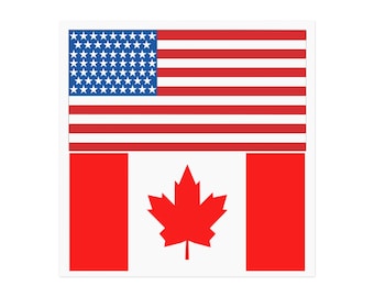 Aimant carré Drapeau des États-Unis et du Canada 2 tailles