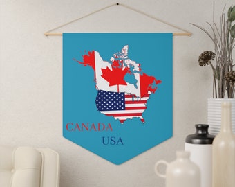 Drapeau du Canada et des États-Unis sur un fanion