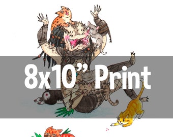 8x10" Print - Purrdator - Predator Horror Cats Print