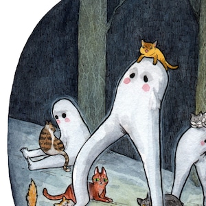 Fresno Nightkittens - Fresno Nightcrawlers with Cats - Cryptids Horror Cats 5x7&quot; Print