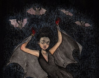 A Circle of Bats- 5x7" Witch Print