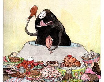 The Spirit Feast - 8x10" Print Miyazaki Spirited Away