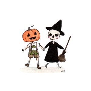 5x7&quot; Print - Spooky Buddies - Halloween Art Print