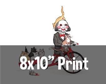 8 x 10" Print - PAW - Saw Billy Puppet with Cats Horror Print