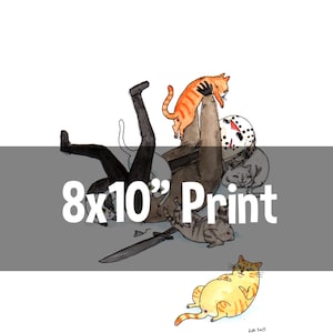 8x10&quot; Print - Friday the Purrteenth - Jason with Cats Halloween Print