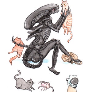 Extra-purrestrial - 5x7" Alien Print