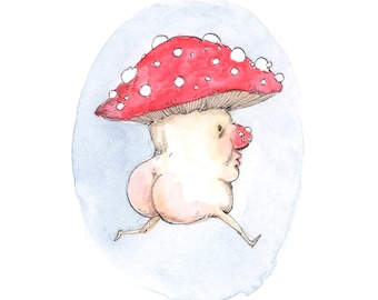 Mr Mushybum - 5x7" Mushroom Print