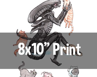 Extra-purrestrial - 8x10" Alien Print