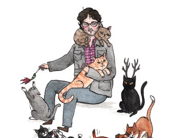 Will Graham with cats - 5x7" Hannibal TV show Print