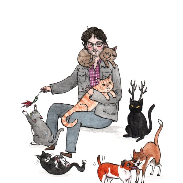 Will Graham mit Katzen - 15x18 cm Hannibal TV-Serie Print