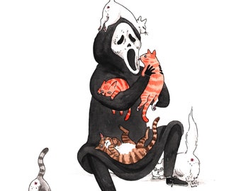 Screams and Purrs - 5x7" Horror Cats  Print