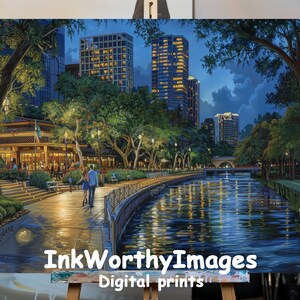 City Lights Digital Art Print: Romantic Urban Nightscape (PRINTABLE)