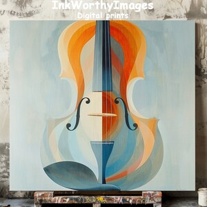 Abstract Cello Art Print: Modern Musician Decor (Digital Download)