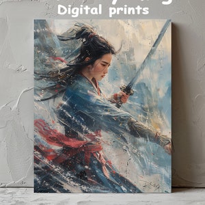 Female Samurai Warrior Art Print: Japanese Decor (Printable)