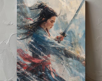 Female Samurai Warrior Art Print: Japanese Decor (Printable)