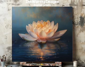 Lotus Flower Art Print: Serene Floral Painting (Digital Download)
