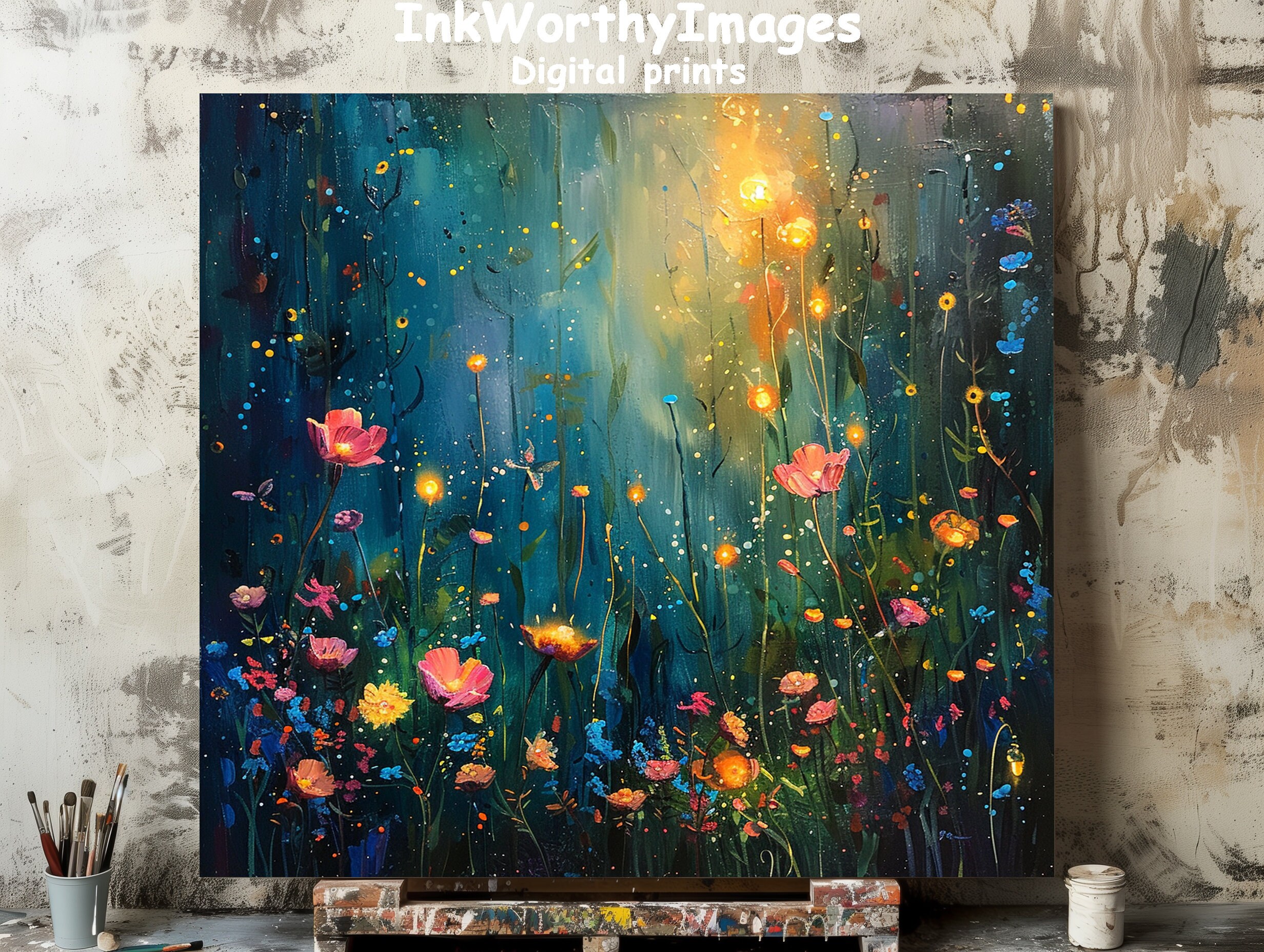 Enchanted Floral Meadow Print: Colorful Wildflower Garden Art (Digital Download)